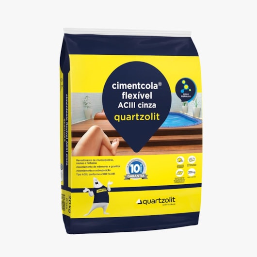 Argamassa Flexível Interna E Externa AC3 Cinza Embalagem de Plástico Quartzolit 20Kg - Imagem principal - 7efb3eda-de5b-41c8-aa33-6ef1fe4ab028