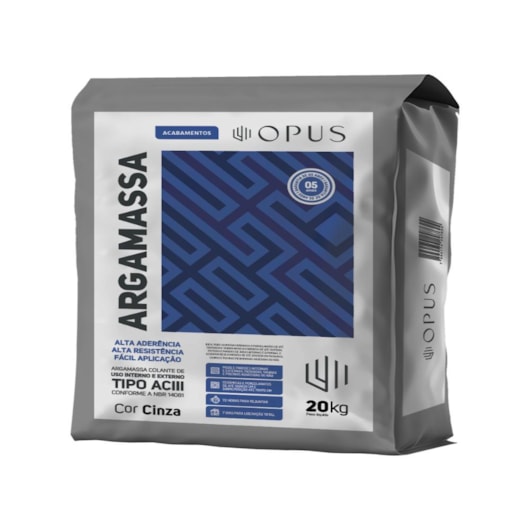 Argamassa Flexível Interno E Externo AC3 Embalagem plástica Opus 20kg - Imagem principal - ac85f5b6-c8b5-4307-a1a9-1d68e39728d6