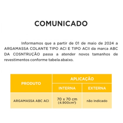 Argamassa Interna Ac1 20Kg Abc