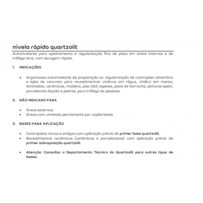 Argamassa Nivela Rápido 20kg Quartzolit