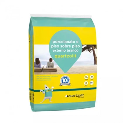 Argamassa Para Porcelanato E Piso Sobre Piso Externo Saco de Plastico 20Kg Branco Quartzolit