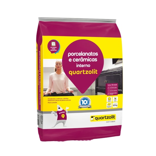 Argamassa Para Porcelanato Interno 20kg Cinza Quartzolit - Imagem principal - f28e419e-1768-4749-8d16-17574ed9ed60