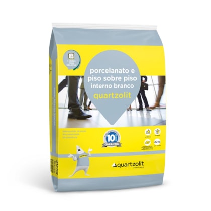 Argamassa para Porcelanato Interno e Piso sobre Piso Branco Quartzolit 20Kg