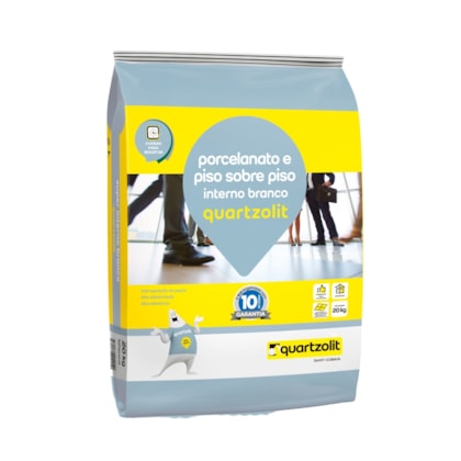 Argamassa para Porcelanato Interno e Piso sobre Piso Branco Quartzolit 20Kg