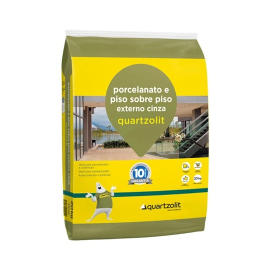 Argamassa Porcelanato Piso E Sobre Piso Externo Cinza Embalagem de Plástico Quartzolit 20Kg - Imagem principal - 836894e7-0751-4a97-a769-3cc17d58220b
