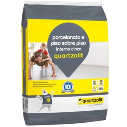 Argamassa Porcelanato Piso E Sobre Piso Interno Cinza Embalagem de Plástico Quartzolit 20Kg - Imagem principal - 4b538e49-77a9-4ce6-9d12-df32f681b6e7
