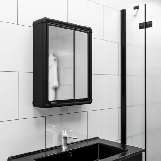 Armário De Alumínio De Sobrepor Com Perfuração Preto Astra 35x45x11,3cm  - Imagem principal - 768fa849-a9bf-4ad5-82ed-86dc99d3fddf