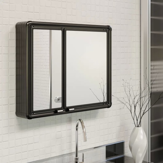 Armário De Alumínio De Sobrepor Com Perfuração Preto Astra 54x45x11,3cm - Imagem principal - cae2c241-8ddc-4333-9be9-6f5508960998