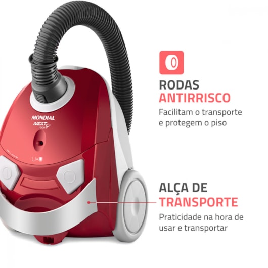 Aspirador Next 1500 Vermelho Mondial 127V 1200W - Imagem principal - ede83db4-c3e0-44a5-b24e-36df549e72f0