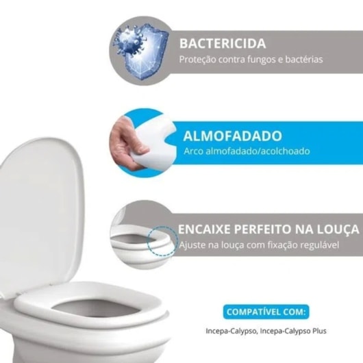 Assento Sanitário Almofadado Calypso Cinza Platina Astra - Imagem principal - b4f2a296-7b9b-43ad-96aa-5a8e488e0e03