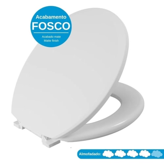 Assento Sanitário Almofadado Com Tampo Branco Fosco Astra - Imagem principal - e64eea31-7f60-45f0-832a-68565f46db2c