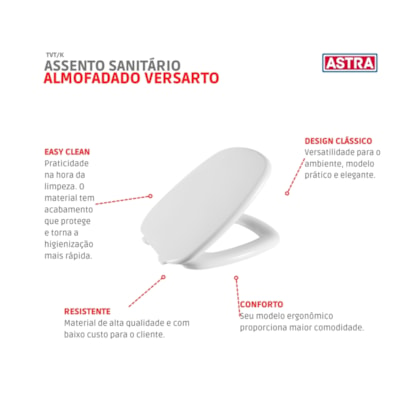 Assento Sanitário Almofadado Fit/versato Tvt/k Branco Astra