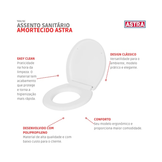 Assento Sanitário Amortecido Branco Astra - Imagem principal - 14b036ad-879e-4e84-bbb4-010e15408754