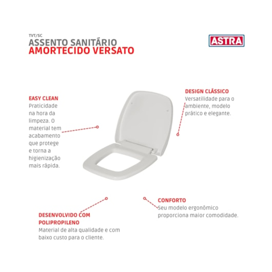 Assento Sanitário Amortecido Fit/versato Tvt/sc Branco Astra - Imagem principal - 6a4d85c2-0513-488e-a534-c2c06eb182ff