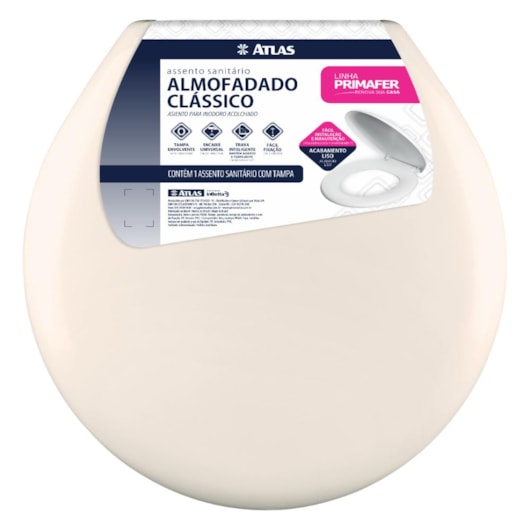 Assento Sanitário De Plástico Almofadado Clássico Bege Atlas - Imagem principal - 8e45d1a9-1db3-4bb9-8a7e-bb2b764ca3f1
