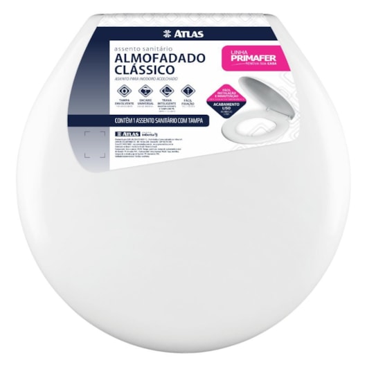 Assento Sanitário De Plástico Almofadado Clássico Cinza Atlas - Imagem principal - 5cb81f3d-e10d-4a8f-9a26-1dad8f025f3f