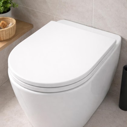 Assento Sanitário de Poliéster Slow Close Microban Carrara Duna Lk Nuova Level Branco Deca