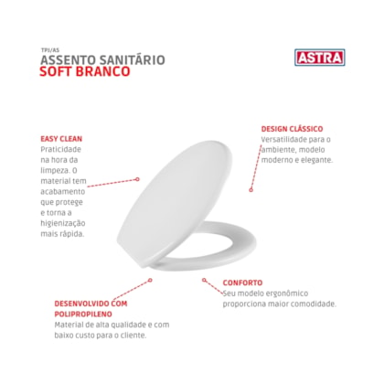 Assento Sanitário De Polietileno Soft Tpj/as Branco Astra
