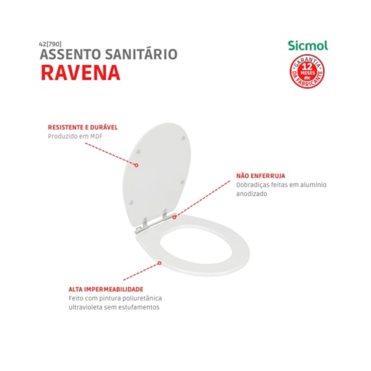 Assento Sanitário MDF Ravena/Izy/Studio Branco Sicmol - Imagem principal - 94ded56b-d15f-4579-a7d3-c01bda9cbc30