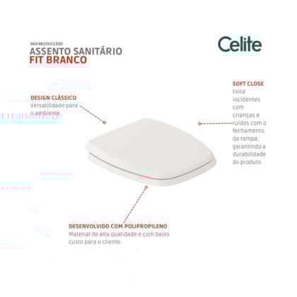 Assento Sanitário Sanitário Fit Branco Celite