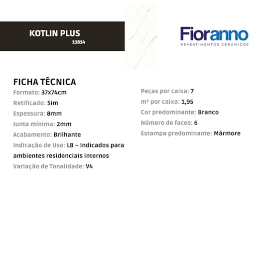 Azulejo Fioranno Kotlin Plus Brilhante 37x74cm Retificado                                    - Imagem principal - 84ace336-75ed-4f89-bf4d-856eb98500fc