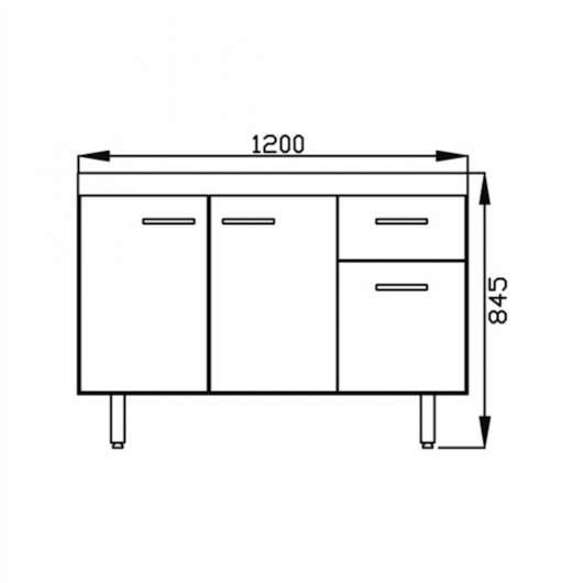 Balcão Fogão Pia Branco Gaveta Na Direita Ghelplus 120x84,5x51cm - Imagem principal - 5bf92c9b-27aa-4354-82e5-d286b4f0e11b