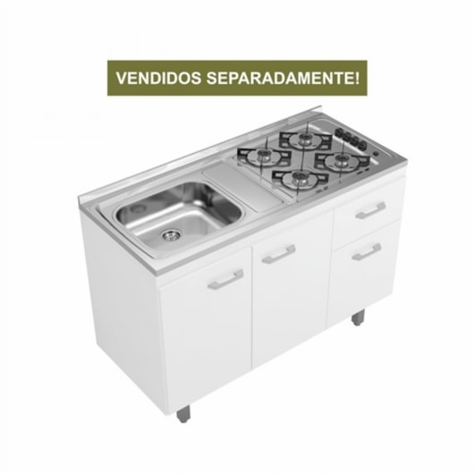 Balcão Fogão Pia Branco Gaveta Na Direita Ghelplus 120x84,5x51cm - Imagem principal - 69752599-1e00-473b-b2db-9263923fc664