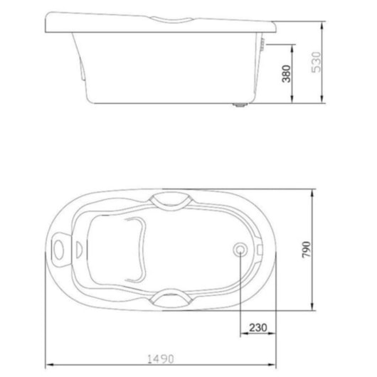 Banheira Acrílica Com Hidromassagem Acrilnew Semioval Standard Ouro Fino 1,56X0,65M 09.0514-S - Imagem principal - b23f42a2-8ebc-4101-9cf8-a23a2f438030