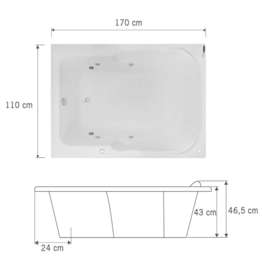 Banheira Acrílica Double Capri Gran Luxo Astra 170x110x43cm - Imagem principal - 16227248-c0a8-496e-bbff-a2e90d55303f
