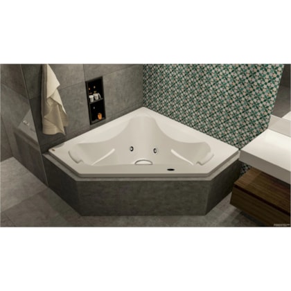 Banheira Acrílica Dupla Ápia Com Aquecedor Jacuzzi 152x152x54cm