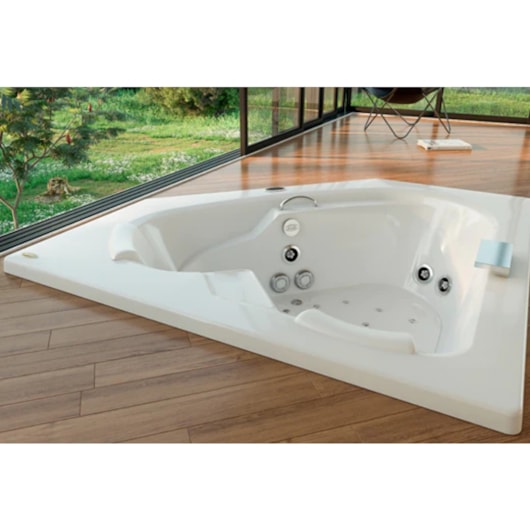 Banheira Acrílica Dupla Ápia Com Aquecedor Jacuzzi  152x152x54cm - Imagem principal - fb76bb72-3dd6-4eb5-98a3-5cc03dca254c