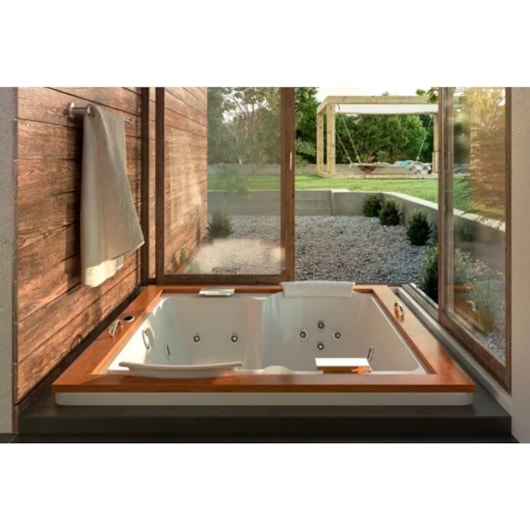 Banheira Acrílica Dupla Aura Dupla Wood 192x166x62cm Com Aquecedor Jacuzzi - Imagem principal - 47a6aab3-6992-4231-81c8-105f0d6f572b