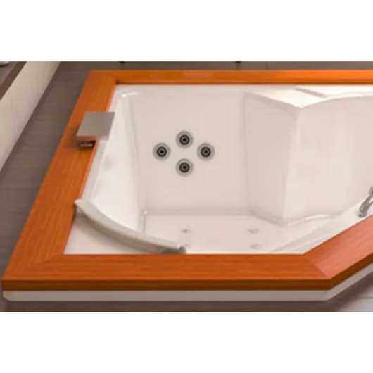 Banheira Acrílica Dupla De Canto Flexawood 165x165x61cm Com Aquecedor Jacuzzi - Imagem principal - dea8678f-1438-48eb-b0d4-2c77d0b441ab