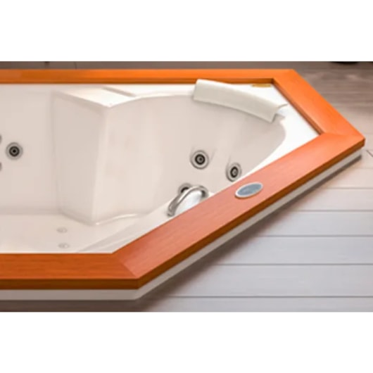 Banheira Acrílica Dupla De Canto Flexawood 165x165x61cm Com Aquecedor Jacuzzi - Imagem principal - b1508e47-bbd9-46b6-ac8d-7f7aa1a883ab