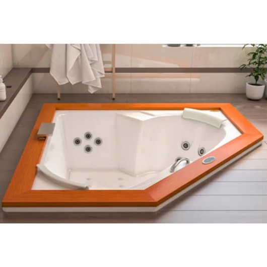 Banheira Acrílica Dupla De Canto Flexawood 165x165x61cm Com Aquecedor Jacuzzi - Imagem principal - e646b35a-9e2b-49dc-a16d-b7924c45e267