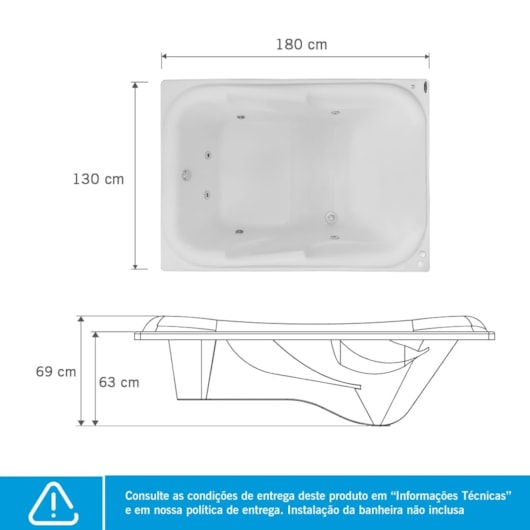 Banheira Acrílica Dupla Double Tahiti Luxo 180x130cm Astra - Imagem principal - 92f9d350-7112-4a3f-ac92-0e48128aa4a2