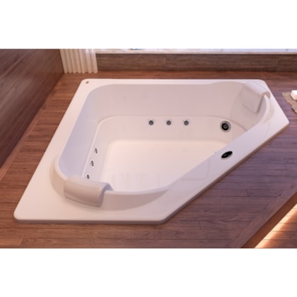 Banheira Acrílica Dupla Eura Canto com Aquecedor Jacuzzi 152x152x51cm