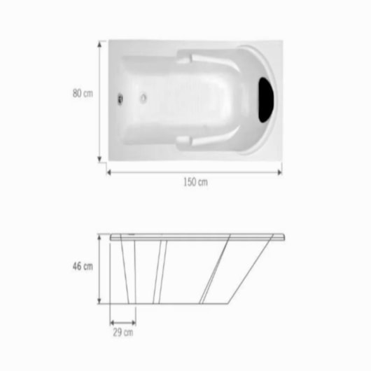 Banheira Acrílica Individual Capri Luxo Astra 150x80cm - Imagem principal - 88b15a39-785c-4eb5-af16-306d310efb1a