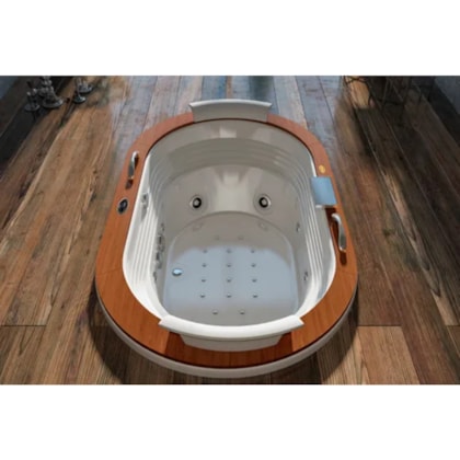 Banheira Acrílica Individual Europe Wood 184x112x56cm Com Aquecedor Jacuzzi