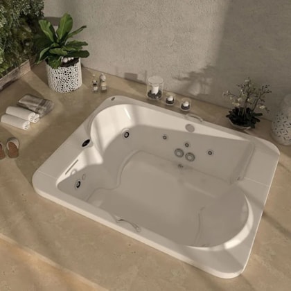 Banheira Acrílica Individual Thalis Wood 198x112x62cm Com Aquecedor Jacuzzi