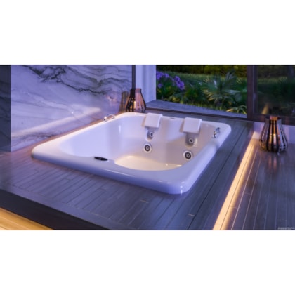 Banheira Acrílica P2 Com Cromoterapia E Aquecedor Cetra Jacuzzi 140x120cm