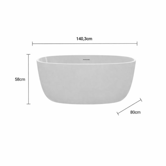 Banheira Acrílica Taípe Glossy White Immersi 140,3cmx80cmx58cm - Imagem principal - 4c51f201-c5cb-427d-b30c-d8474a598a0f