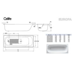 Banheira De Aço Esmaltado Sem Válvula Europa Branco Celite 150x70cm
