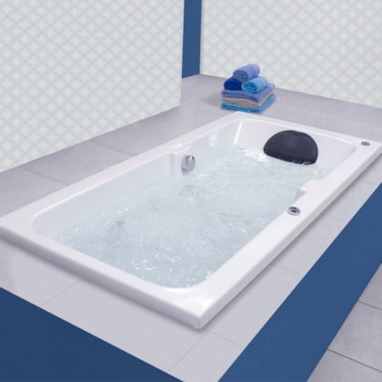Banheira De Gel Coat Individual Box Gran Luxo 120x80cm Com Aquecedor Astra
