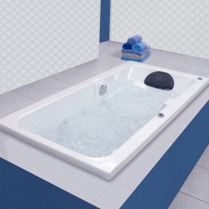 Banheira De Gel Coat Individual Box Gran Luxo 135x80cm Com Aquecedor Astra