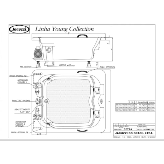 Banheira De Hidromassagem Cetra Com Aquecedor Jacuzzi 160x130x45cm - Imagem principal - 1d6a9980-17ad-47b9-957d-bcb84a34db58