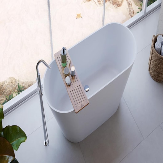 Banheira De Imersão Duramatt Alagoas Branco Fosco Acetinado Com Giroacqua Cromado Sabbia - Imagem principal - 8c033bb4-ab56-4f20-b57f-e17300abdb0a