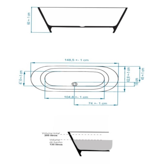 Banheira De Imersão Duramatt Alagoas Branco Fosco Acetinado Com Sifão Externo Cromado Sabbia - Imagem principal - fb993344-5603-478d-83b6-e0bb85cee6c6