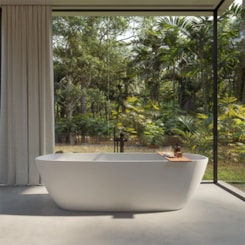 Banheira De Imersão Duramatt Amazônia Branco Fosco Acetinado Com Sifão Externo Cor Especial Sabbia