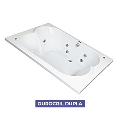 Banheira Dupla Ourocril Premium Com Hidromassagem Branco Ouro Fino 160x131cm